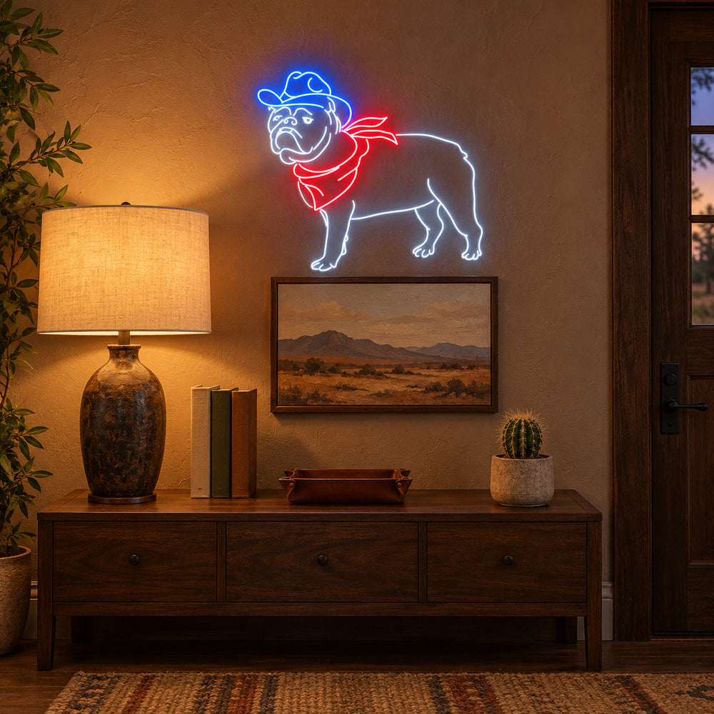 Cowboy Bulldog Portrait LED Neon Sign – Shineneon