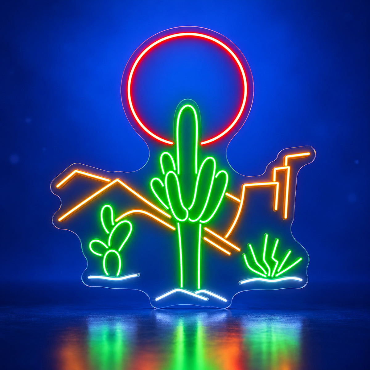 Desert Cactus Sun LED Neon Sign - advertising view
