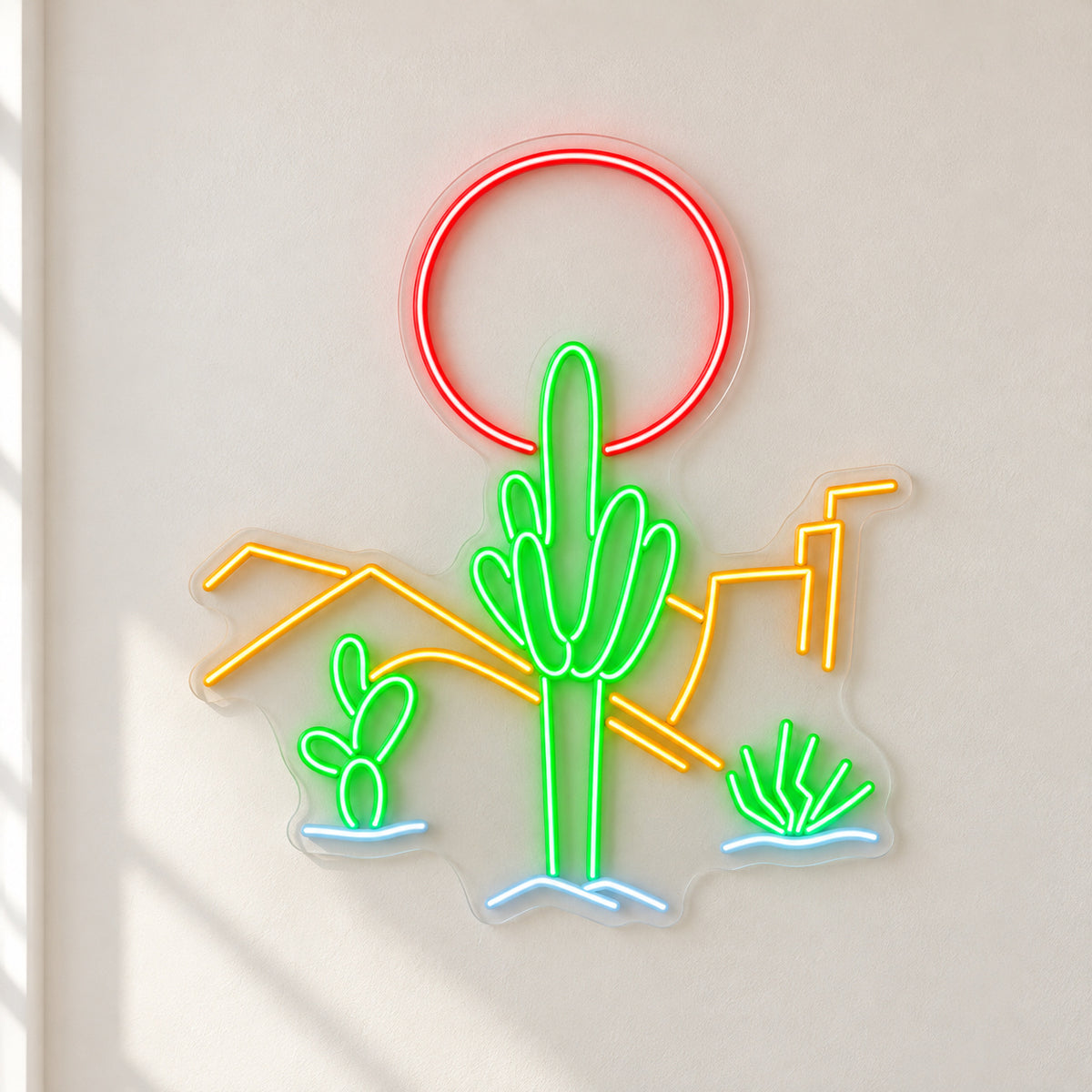 Desert Cactus Sun LED Neon Sign - natural light view