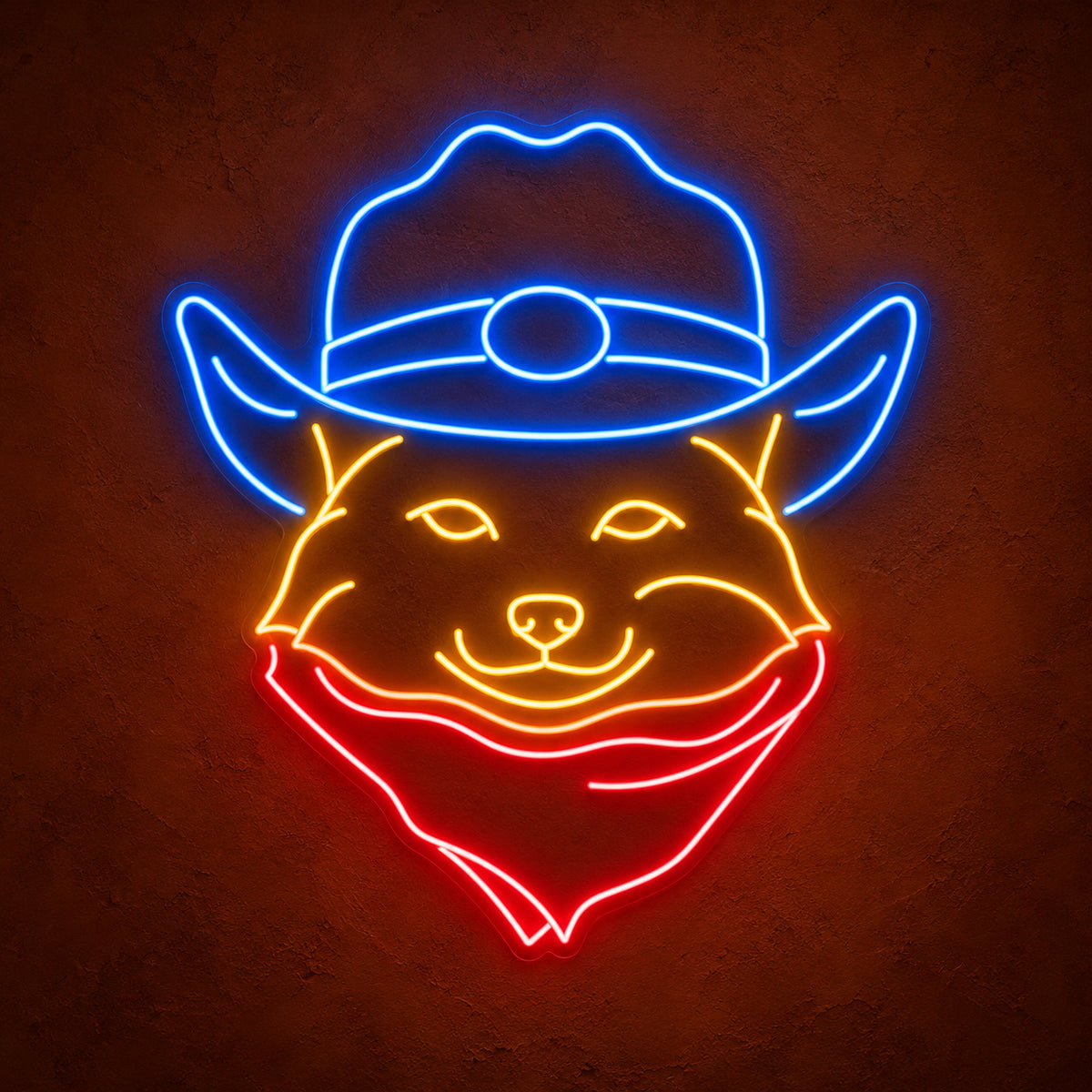 Cowboy Cat Portrait With Bandana LED Neon Sign - product hero