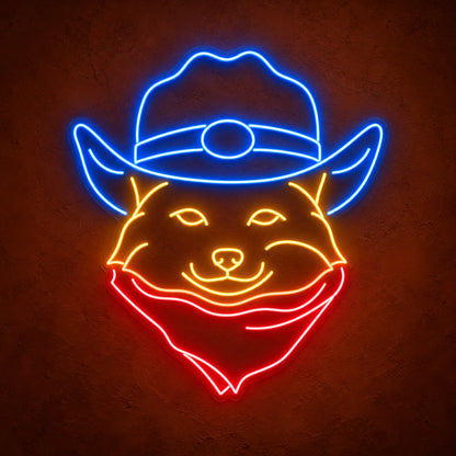 Cowboy Cat Portrait With Bandana LED Neon Sign - product hero