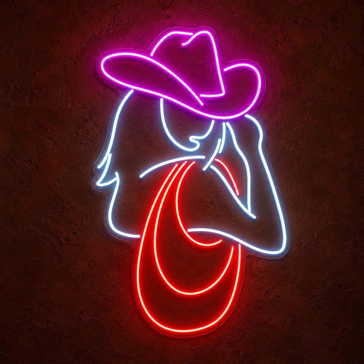 Cowgirl Portrait With Hat And Neck Scarf LED Neon Sign - product hero