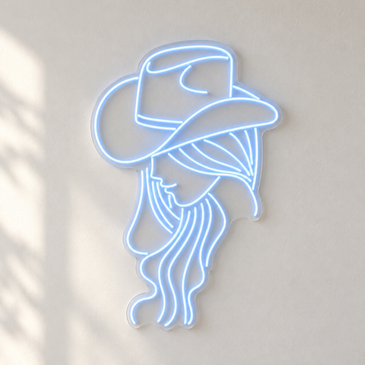 Cowgirl Braided Hair Portrait LED Neon Sign - natural light view