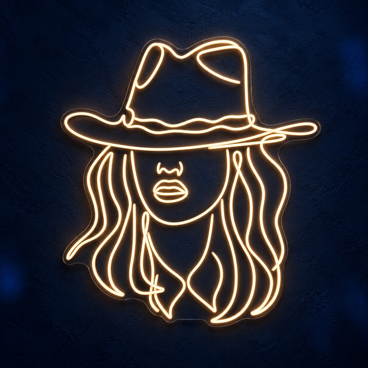 Western Cowgirl Face Portrait LED Neon Sign - product hero