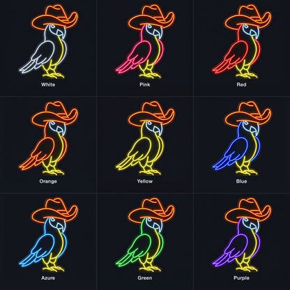 Cowboy Parrot LED Neon Sign - nine-color grid