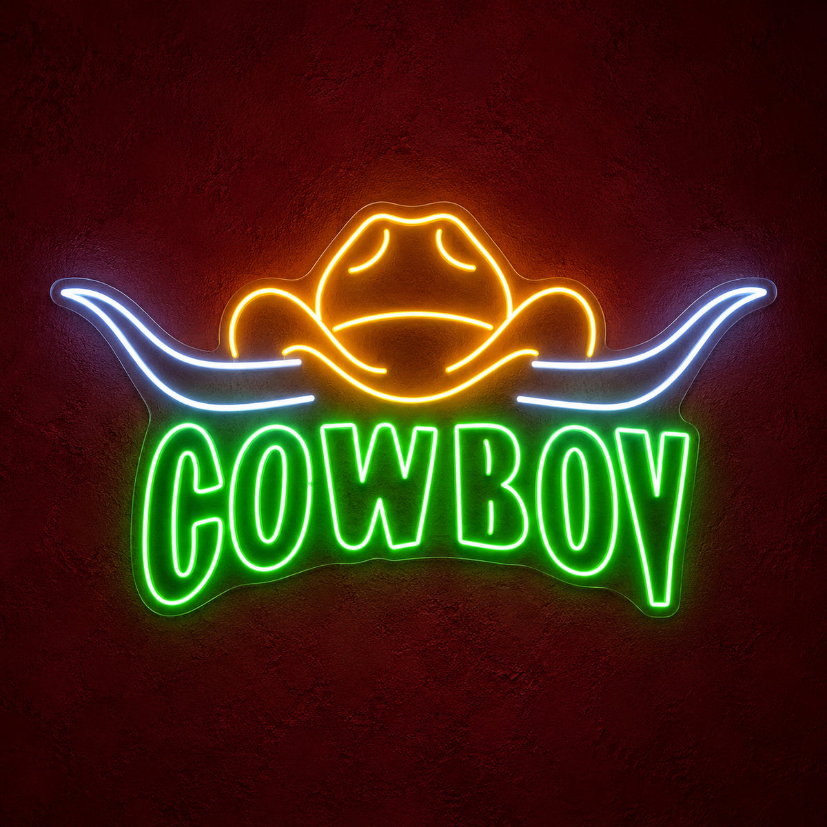 Cowboy Longhorn Badge LED Neon Sign - product hero