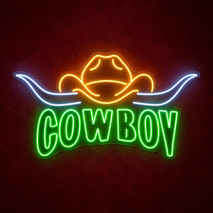 Cowboy Longhorn Badge LED Neon Sign - product hero
