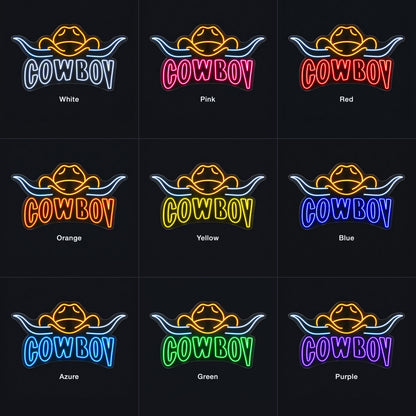 Cowboy Longhorn Badge LED Neon Sign - nine-color grid