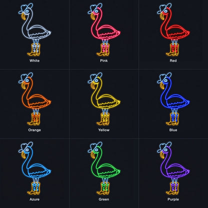 Cowboy Flamingo With Boots LED Neon Sign - nine-color grid