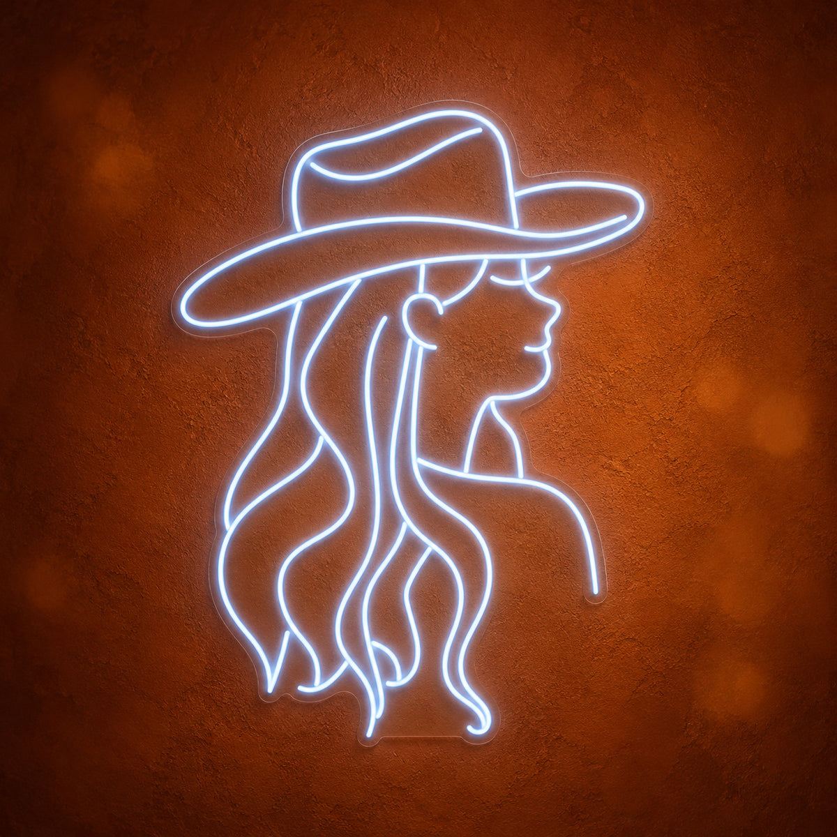 Cowgirl Portrait With Long Hair LED Neon Sign - product hero