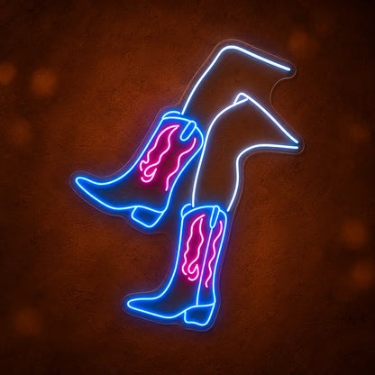 Western Boots With Flames LED Neon Sign - product hero