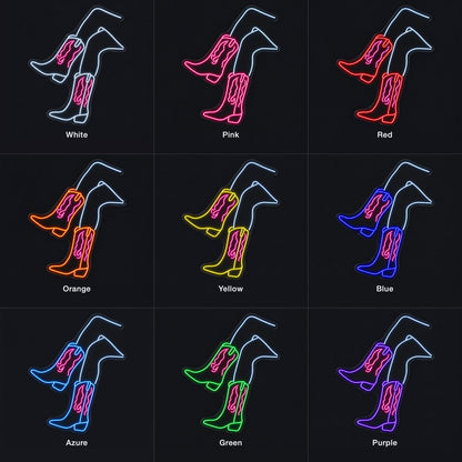 Western Boots With Flames LED Neon Sign - nine-color grid