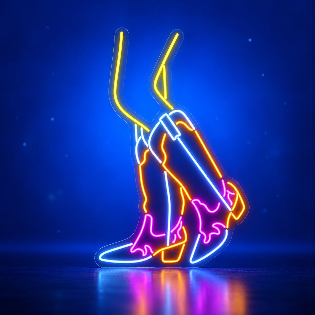 Dancing Cowgirl Boots LED Neon Sign - advertising view