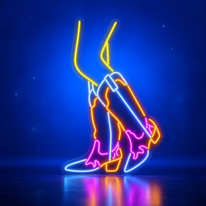 Dancing Cowgirl Boots LED Neon Sign - advertising view