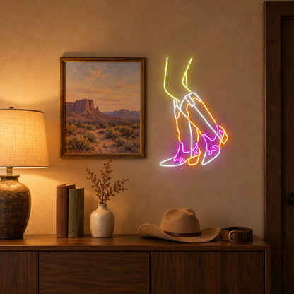 Dancing Cowgirl Boots LED Neon Sign - lifestyle view