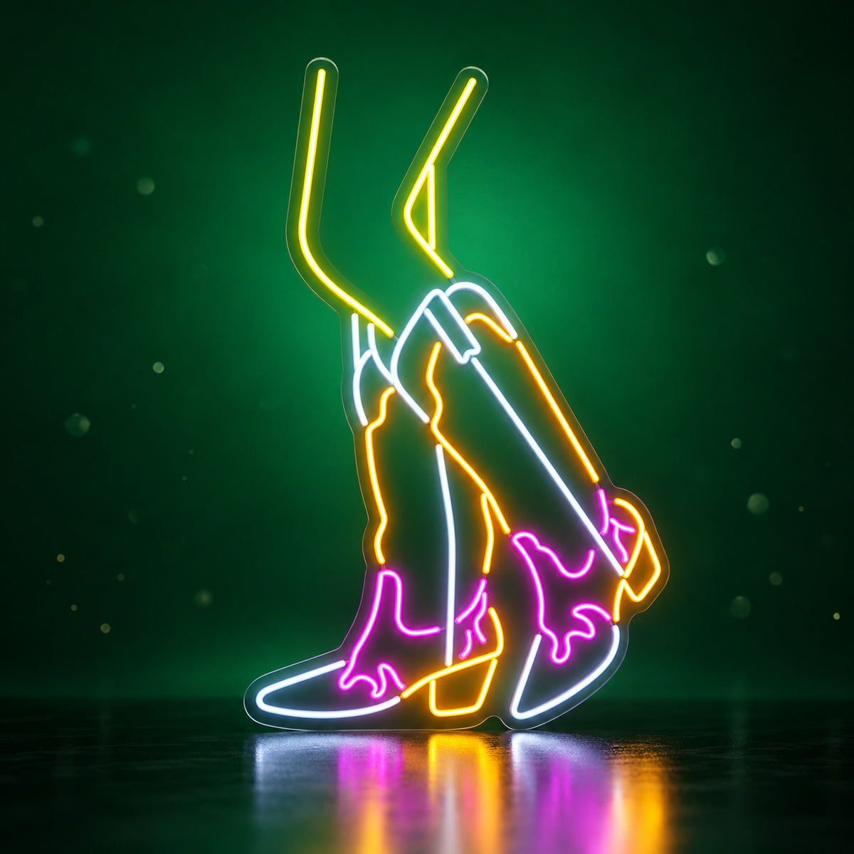 Cowgirl Legs With Western Boots LED Neon Sign - advertising view