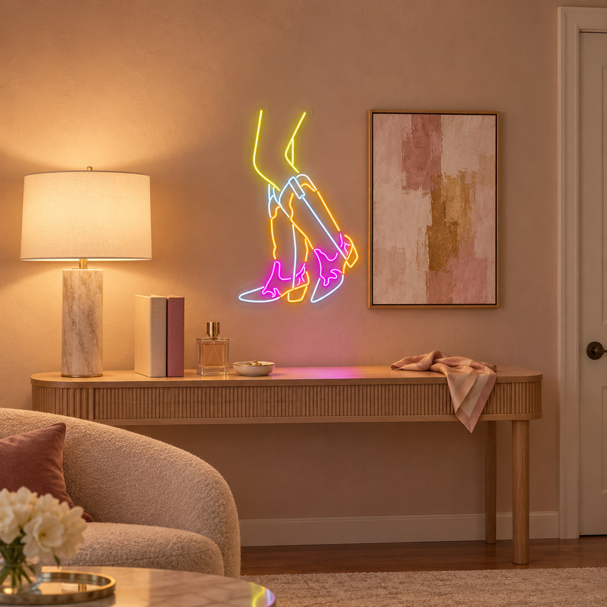 Cowgirl Legs With Western Boots LED Neon Sign - lifestyle view