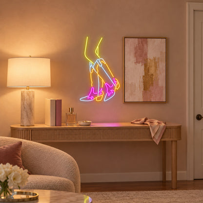 Cowgirl Legs With Western Boots LED Neon Sign - lifestyle view