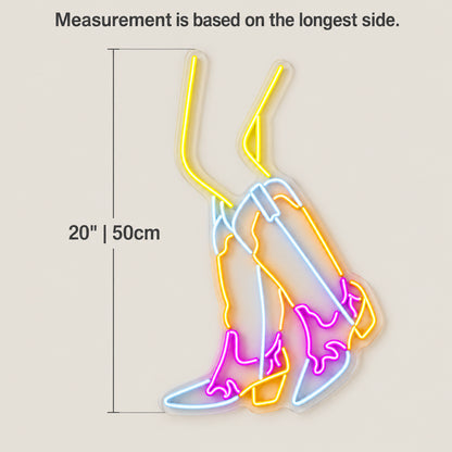 Cowgirl Legs With Western Boots LED Neon Sign - size guide