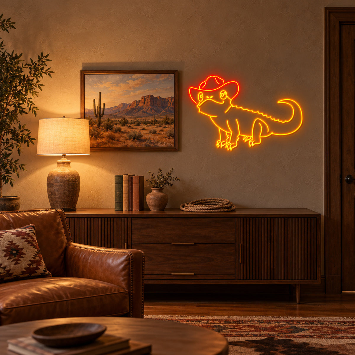Cowboy Alligator LED Neon Sign - lifestyle view