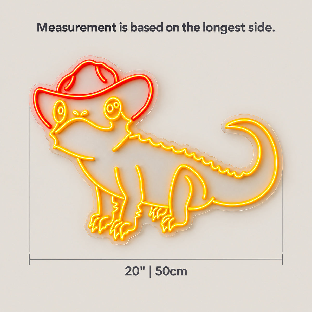 Cowboy Alligator LED Neon Sign - size guide
