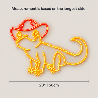 Cowboy Alligator LED Neon Sign - size guide