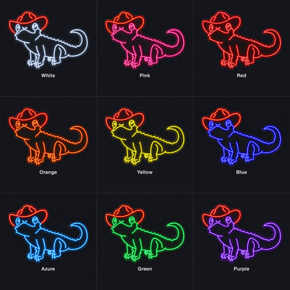 Cowboy Alligator LED Neon Sign - nine-color grid
