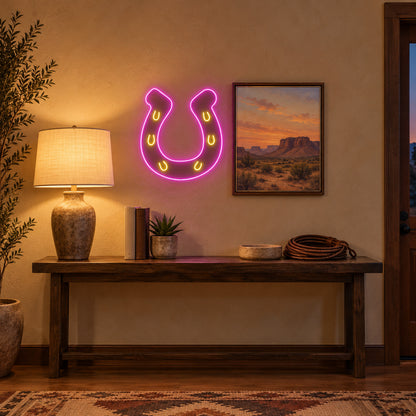 Lucky Horseshoe LED Neon Sign - lifestyle view