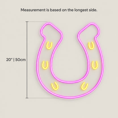 Lucky Horseshoe LED Neon Sign - size guide