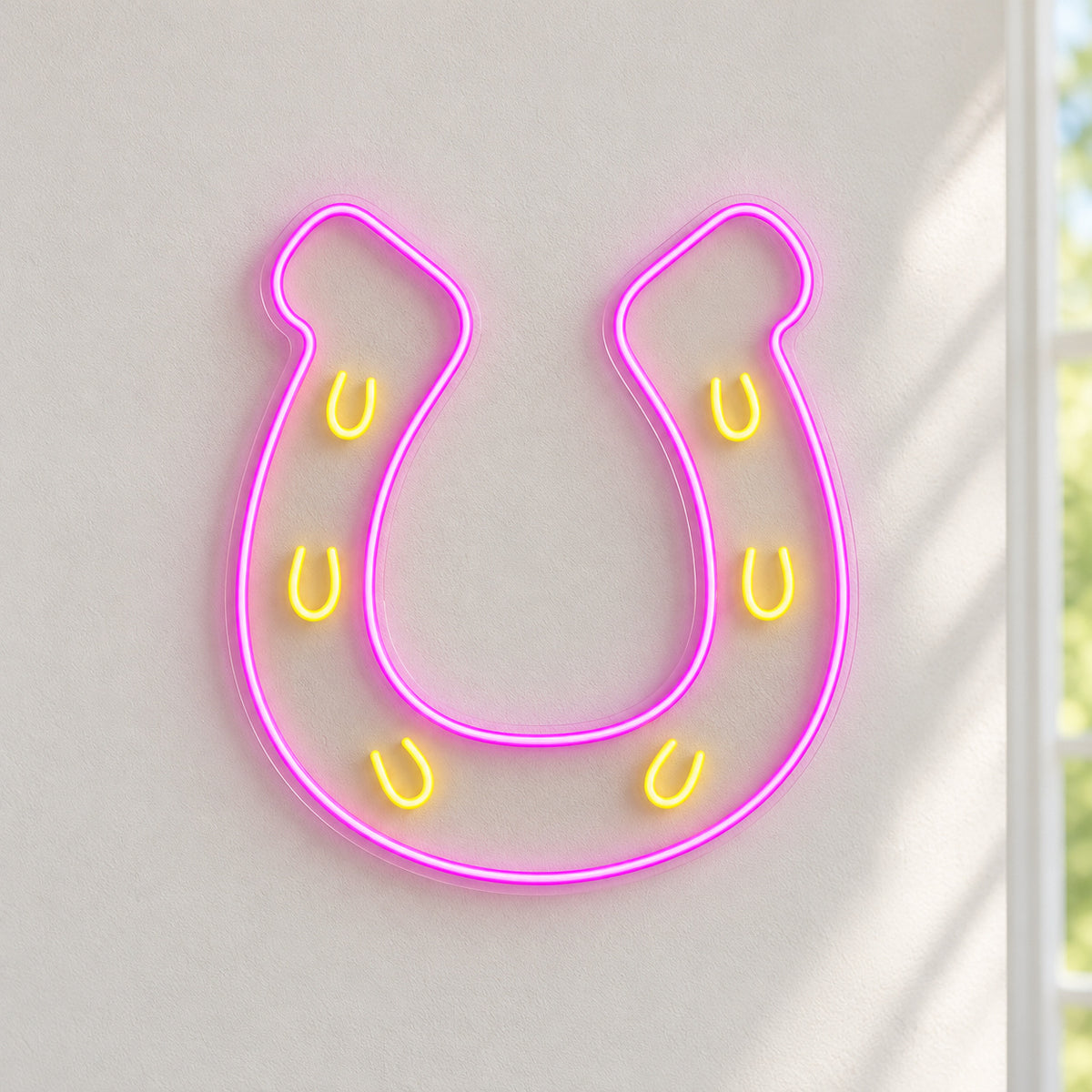 Lucky Horseshoe LED Neon Sign - natural light view