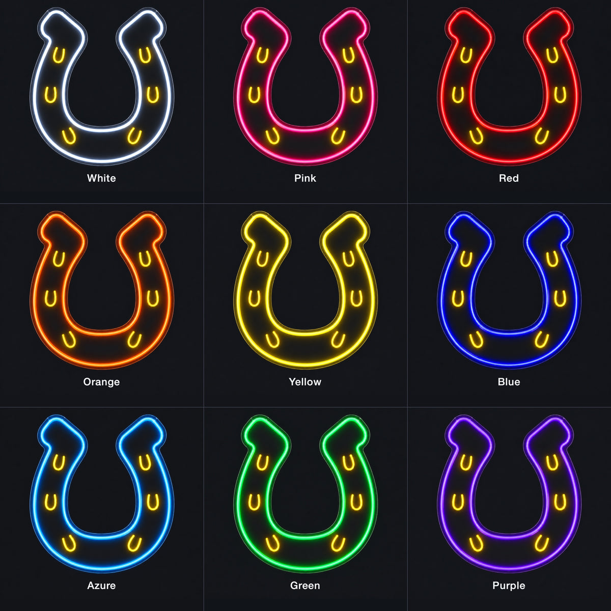 Lucky Horseshoe LED Neon Sign - nine-color grid