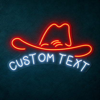 Cowboy Hat Lettering Panel LED Neon Sign - product hero