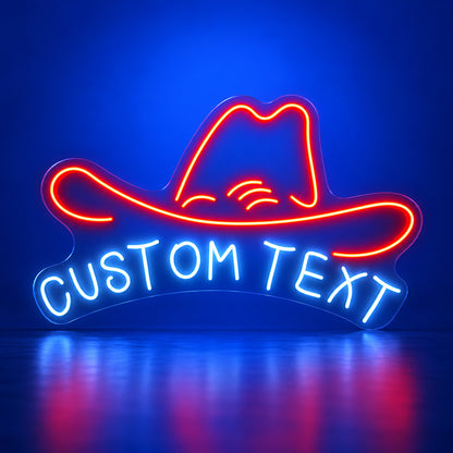 Cowboy Hat Lettering Panel LED Neon Sign - advertising view