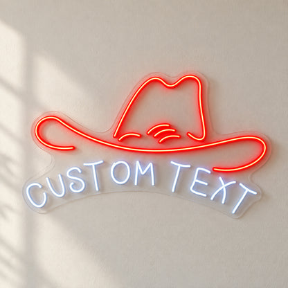 Cowboy Hat Lettering Panel LED Neon Sign - natural light view