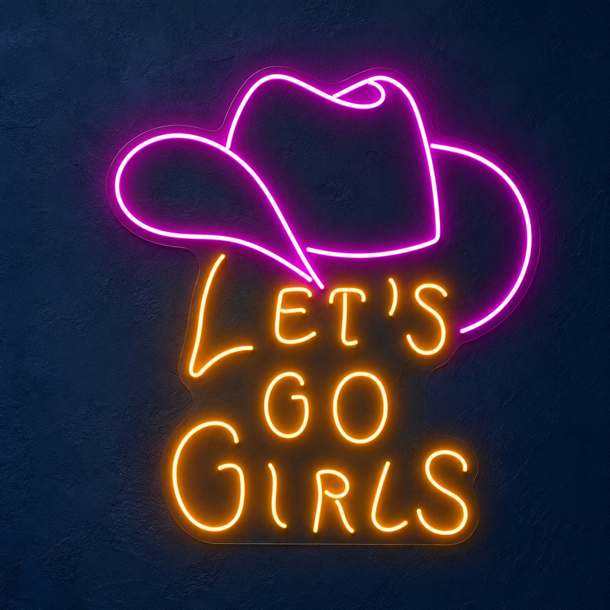 Let's Go Girls Cowboy Hat LED Neon Sign - product hero