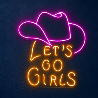 Let's Go Girls Cowboy Hat LED Neon Sign - product hero
