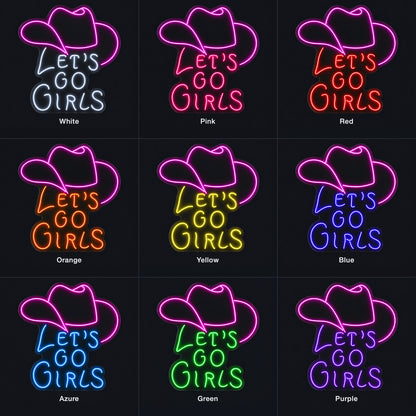 Let's Go Girls Cowboy Hat LED Neon Sign - nine-color grid
