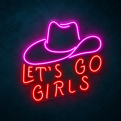 Let's Go Girls Western Hat LED Neon Sign - product hero