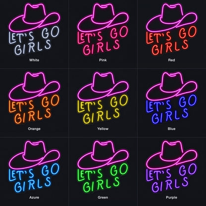Let's Go Girls Western Hat LED Neon Sign - nine-color grid
