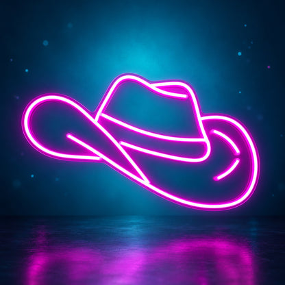 Classic Cowboy Hat LED Neon Sign - advertising view