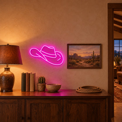 Classic Cowboy Hat LED Neon Sign - lifestyle view