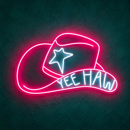 Yee Haw Star Cowboy Hat LED Neon Sign - product hero
