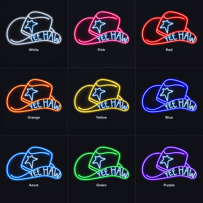 Yee Haw Star Cowboy Hat LED Neon Sign - nine-color grid