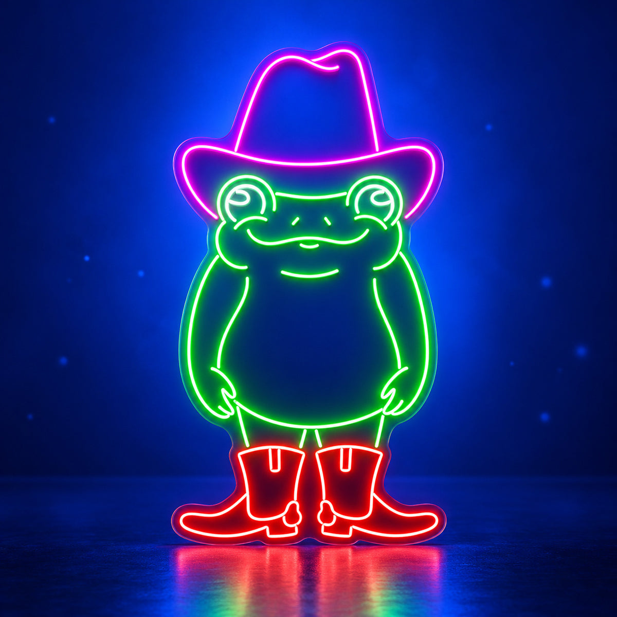 Cowboy Frog With Boots LED Neon Sign - advertising view