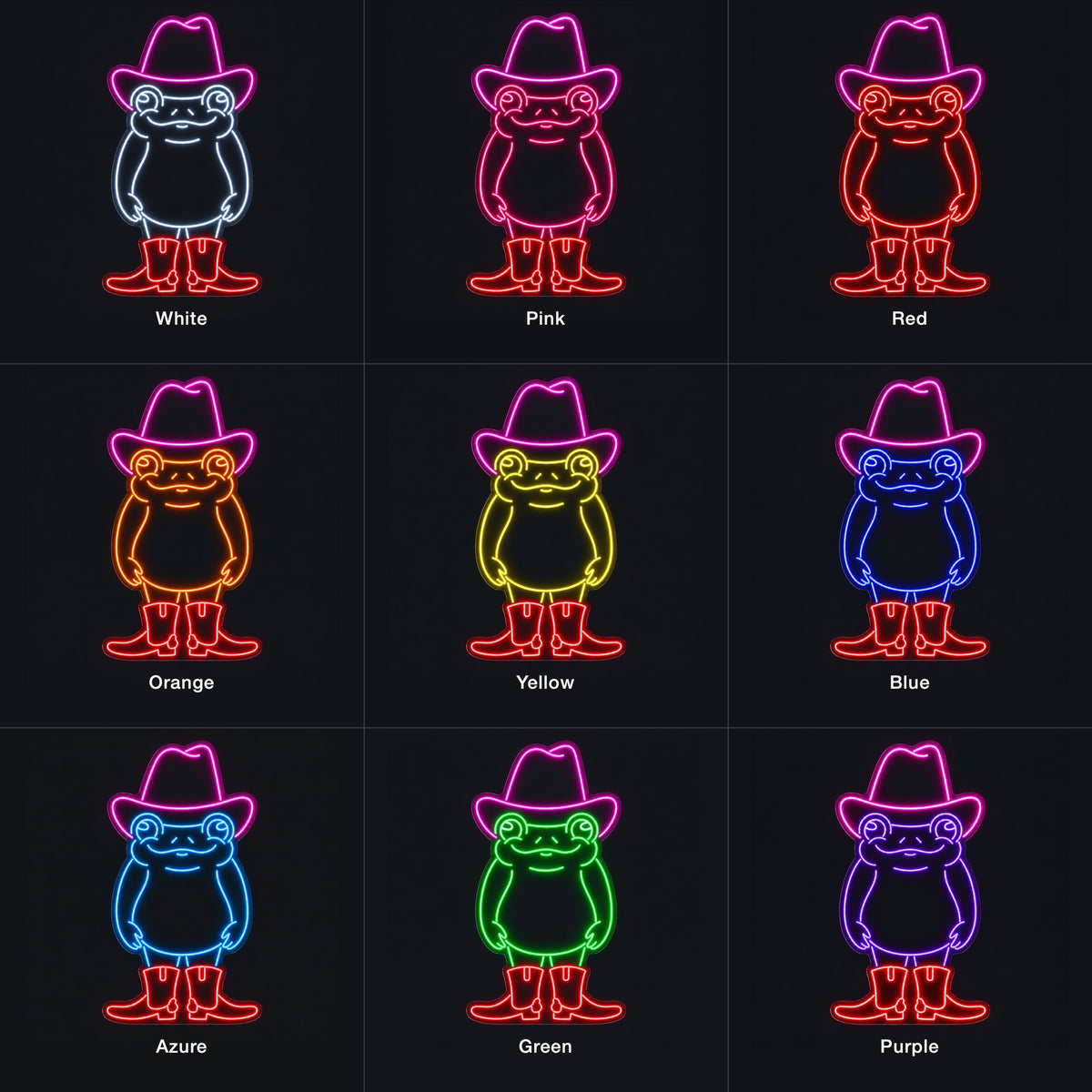 Cowboy Frog With Boots LED Neon Sign - nine-color grid