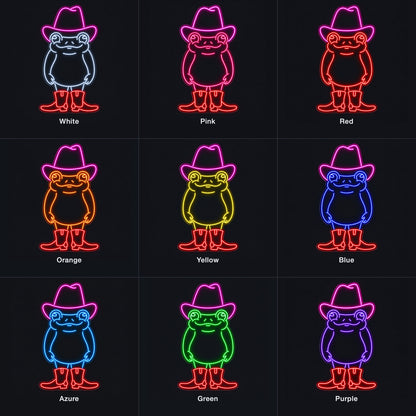 Cowboy Frog With Boots LED Neon Sign - nine-color grid
