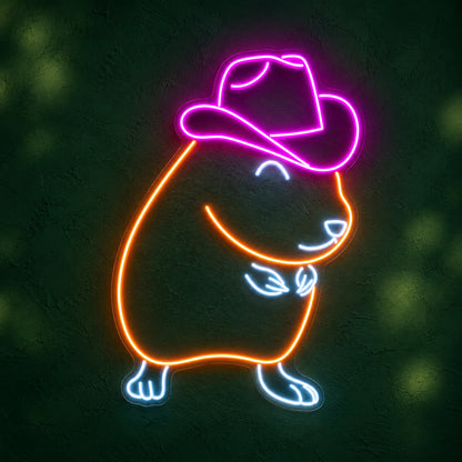 Cowboy Capybara Outline LED Neon Sign - product hero