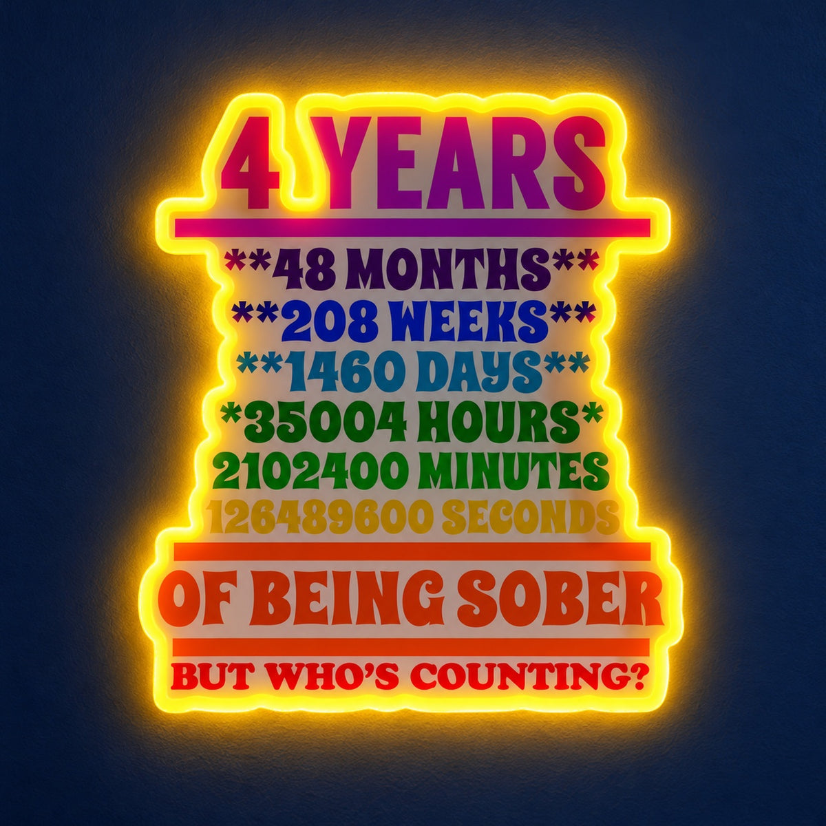 4 Years Of Being Sober LED Neon Sign - product hero