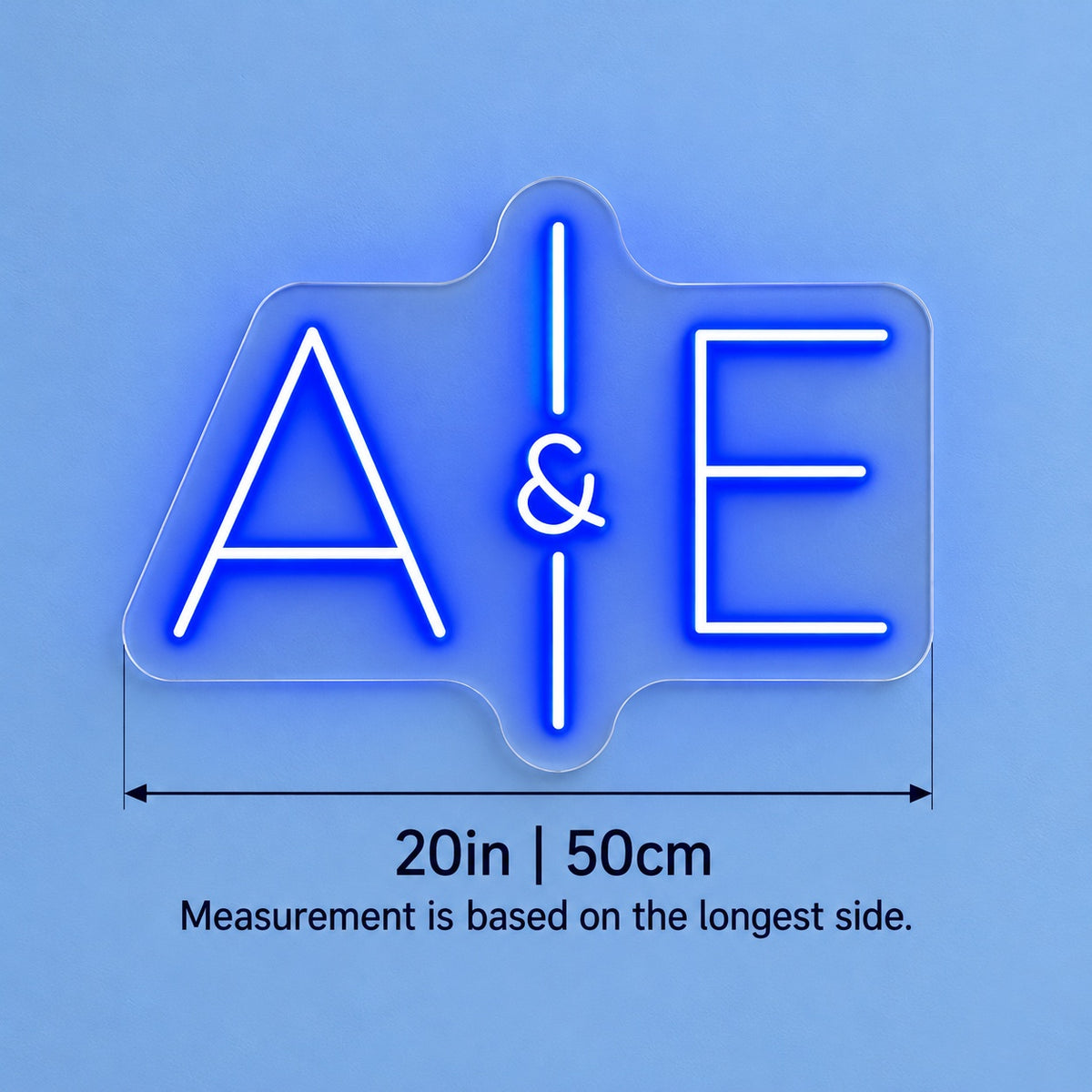A & E LED Neon Sign - size guide