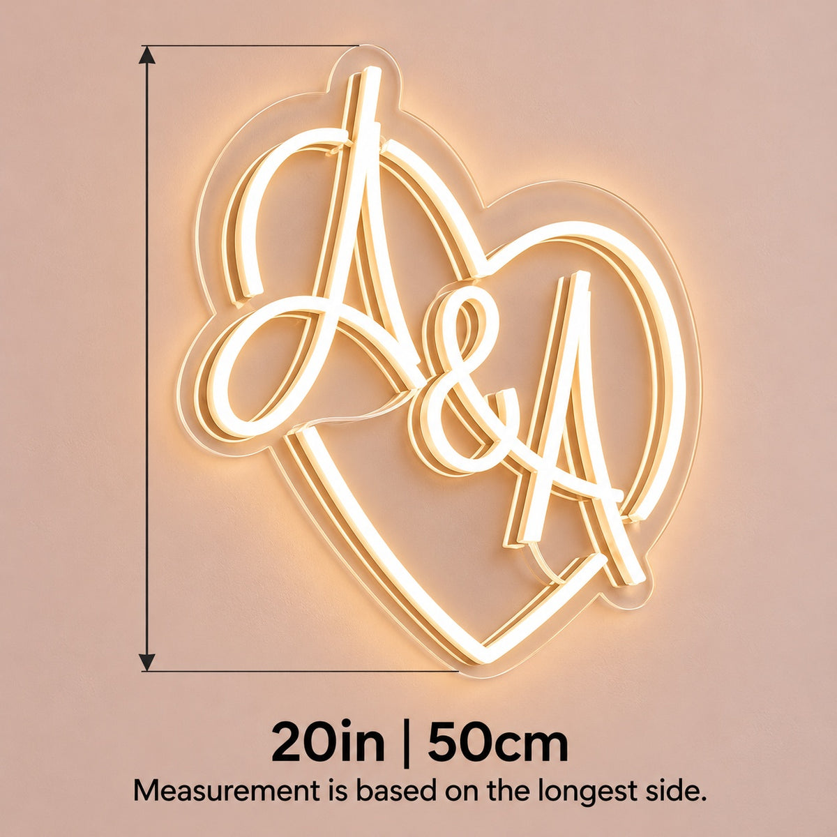 A And A LED Neon Sign - size guide